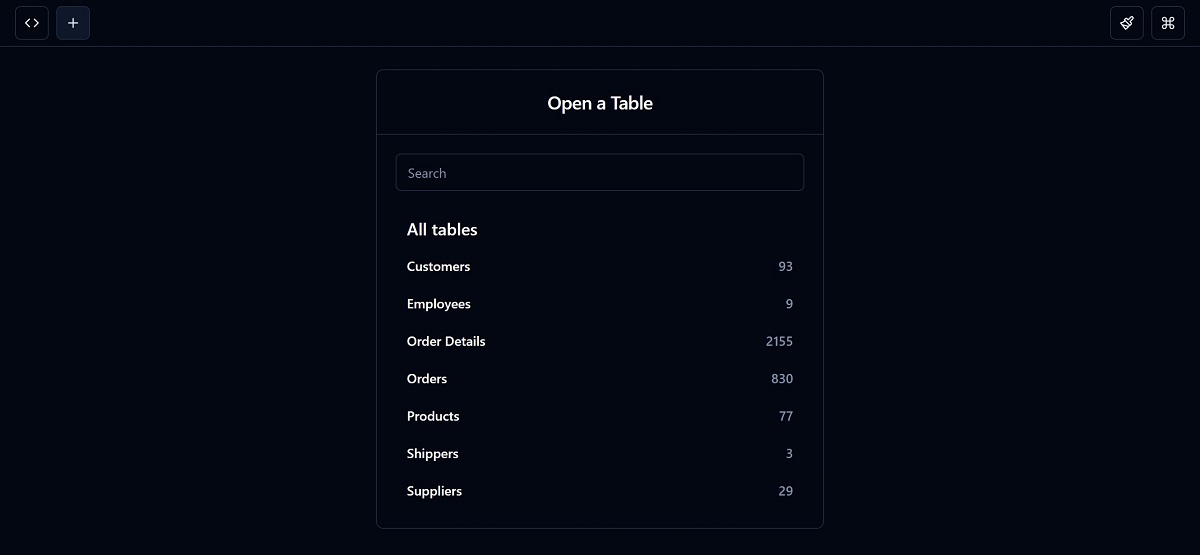 Drizzle Studio Tables Summary Page