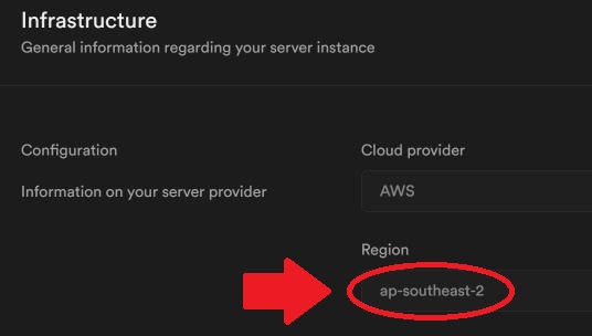 You can see the current AWS region where your supabase project is located.